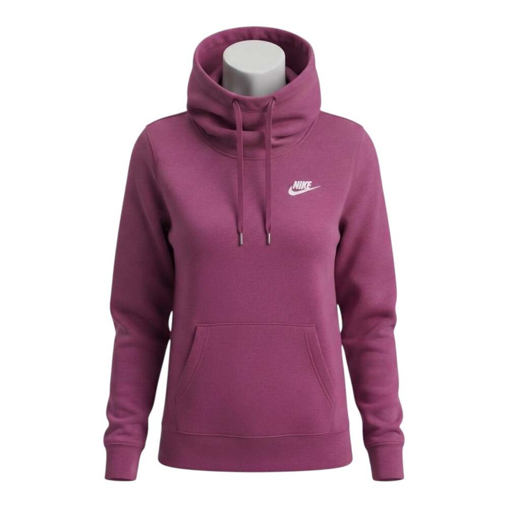 Nike Sportswear Fuchsia Pink Funnel Neck Fleece Hoodie Sweatshirt Small S DQ5415